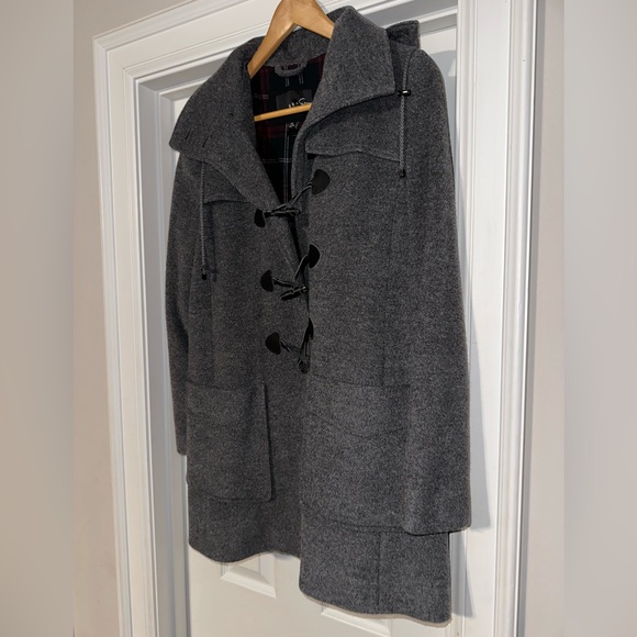 MNG SUIT, WOOL, 3/4 LENGTH, MEN’S GRAY DESIGNER HOODED PEA COAT          Size: M - Picture 2 of 15